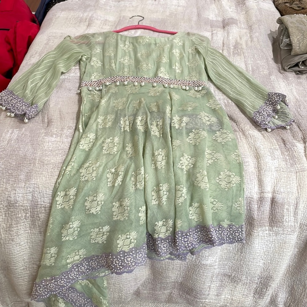 4pc mint green and lavender shalwar kameez